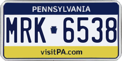 PA license plate MRK6538