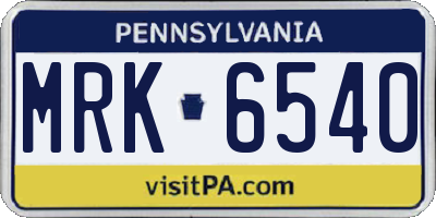 PA license plate MRK6540