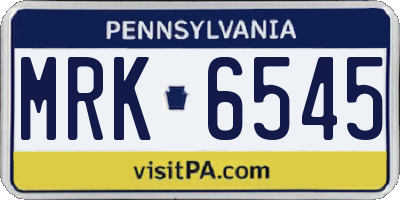 PA license plate MRK6545