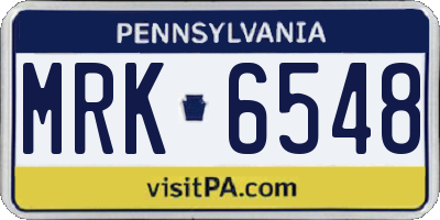 PA license plate MRK6548
