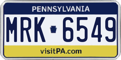 PA license plate MRK6549