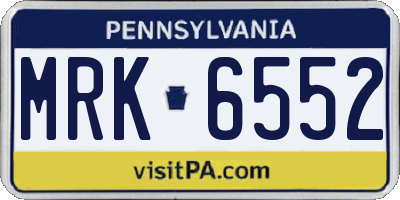 PA license plate MRK6552