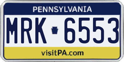 PA license plate MRK6553