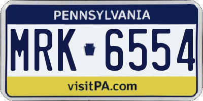 PA license plate MRK6554