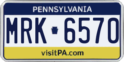 PA license plate MRK6570