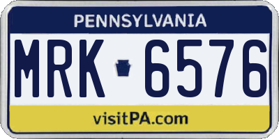 PA license plate MRK6576