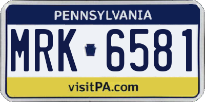 PA license plate MRK6581