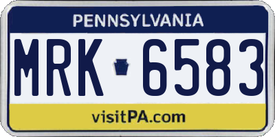 PA license plate MRK6583