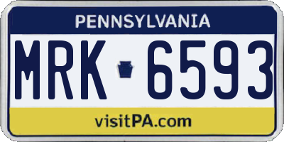 PA license plate MRK6593