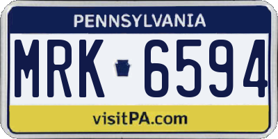 PA license plate MRK6594