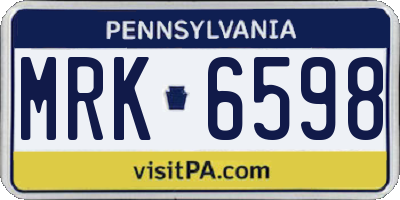 PA license plate MRK6598