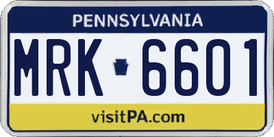 PA license plate MRK6601