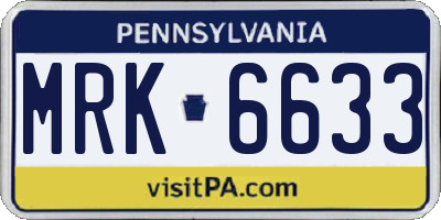 PA license plate MRK6633
