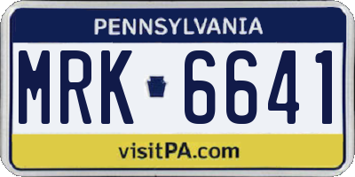 PA license plate MRK6641