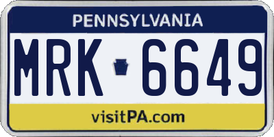 PA license plate MRK6649