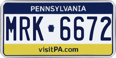 PA license plate MRK6672