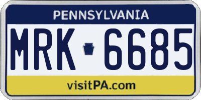 PA license plate MRK6685