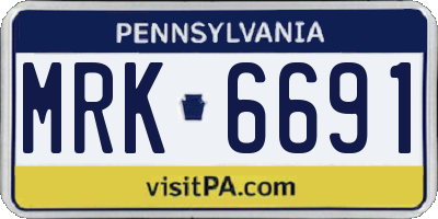 PA license plate MRK6691