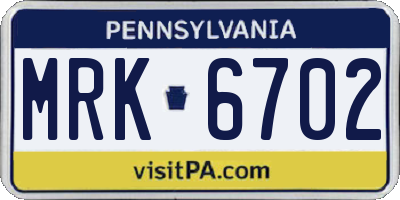 PA license plate MRK6702