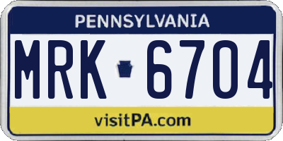 PA license plate MRK6704
