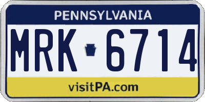 PA license plate MRK6714