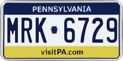 PA license plate MRK6729