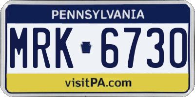 PA license plate MRK6730