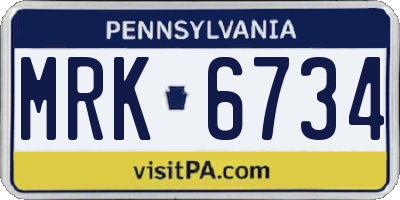 PA license plate MRK6734