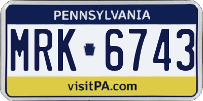 PA license plate MRK6743