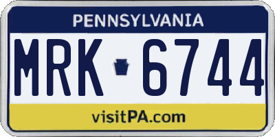 PA license plate MRK6744