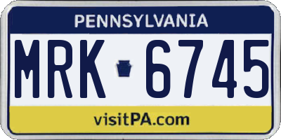 PA license plate MRK6745