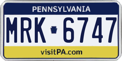 PA license plate MRK6747