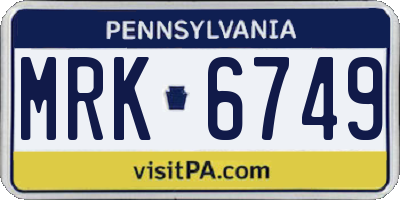 PA license plate MRK6749