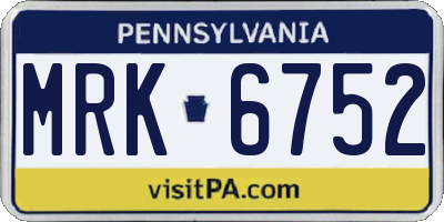 PA license plate MRK6752