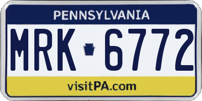 PA license plate MRK6772