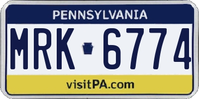 PA license plate MRK6774