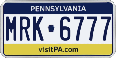 PA license plate MRK6777