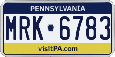PA license plate MRK6783