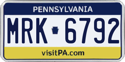 PA license plate MRK6792