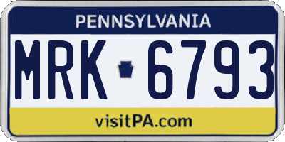 PA license plate MRK6793