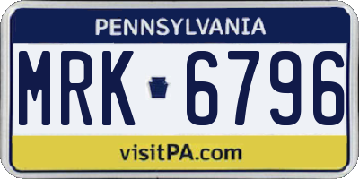 PA license plate MRK6796