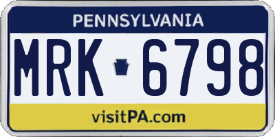 PA license plate MRK6798