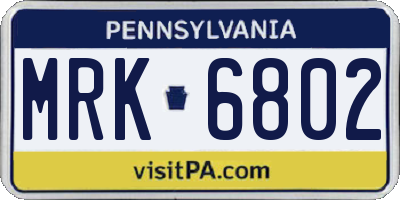 PA license plate MRK6802