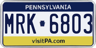 PA license plate MRK6803