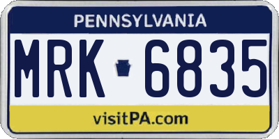 PA license plate MRK6835