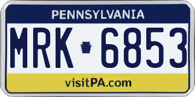 PA license plate MRK6853
