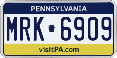 PA license plate MRK6909