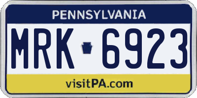 PA license plate MRK6923