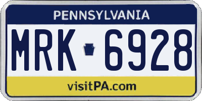 PA license plate MRK6928