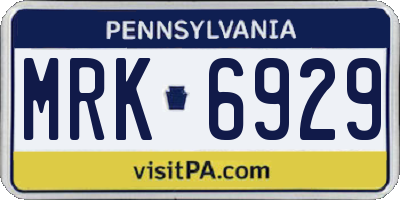 PA license plate MRK6929
